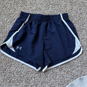 Under Armour Women's Dark Blue and White Athletic Shorts